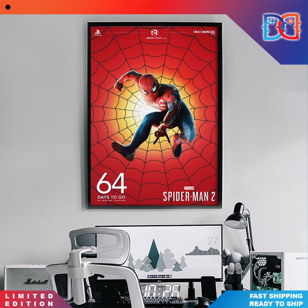 64 Days Until Marvels Spider Man 2 Release Comic Style Poster Canvas