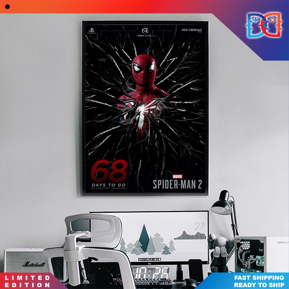 68 Days Until Marvels Spider Man 2 Release John Wich Style Poster Canvas