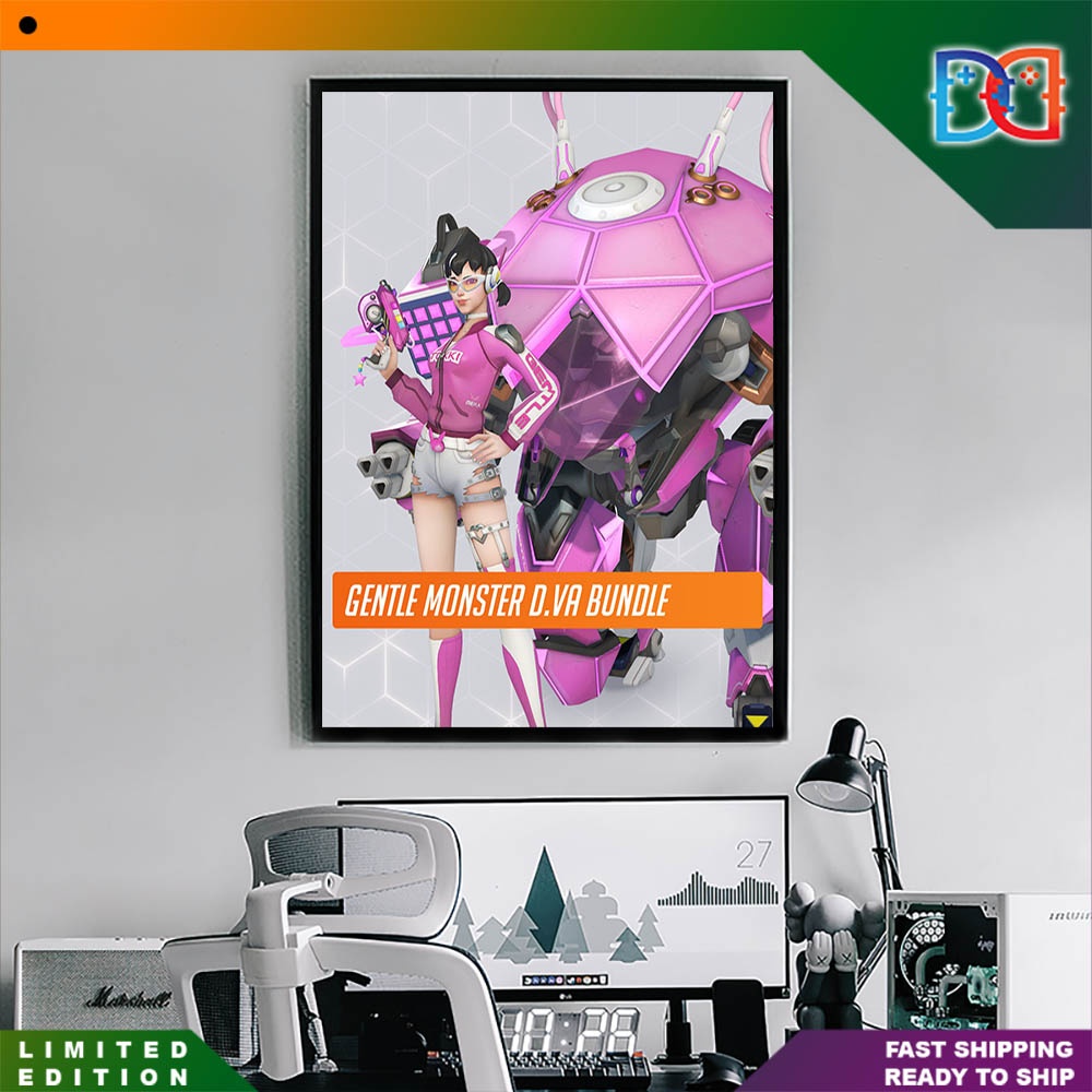 Gentle Monster x Overwatch 2 New D.VA Bundle Pretty Pink Fan Poster Canvas