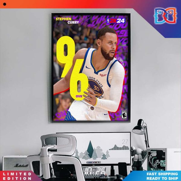 Nba 2K24 Stephen Cury 96 Over Poster Canvas