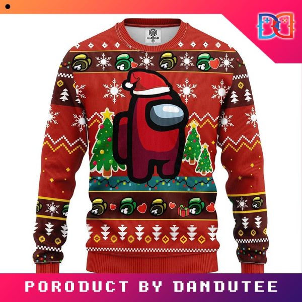 Among Us Red Character Game Ugly Christmas Sweater