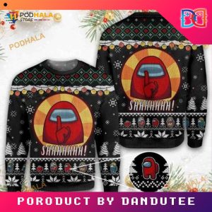 Among Us Red Shhhhh The Game Starts Game Ugly Christmas Sweater
