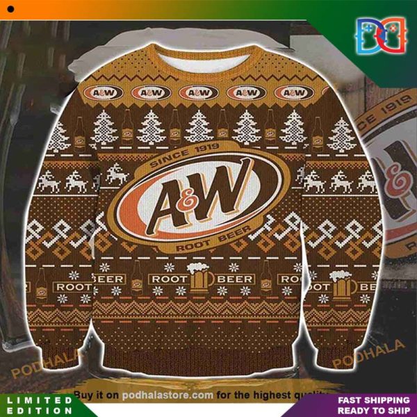 A&w Root Beer Logo Pattern Since 1919 Ugly Christmas Sweater