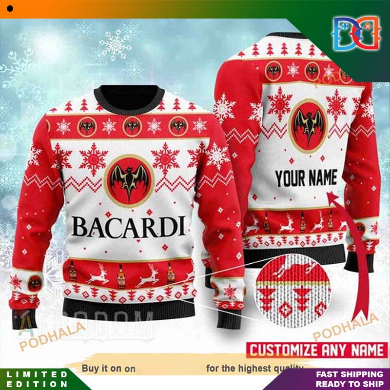 Bacardi Drink Personalized Red Ugly Christmas Sweater