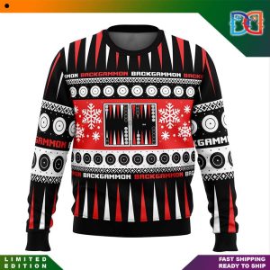 Backgammon Board Games Pattern Gaming Ugly Christmas Sweater