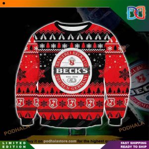 Beck’s Beer 3D Logo Pattern Ugly Christmas Sweater