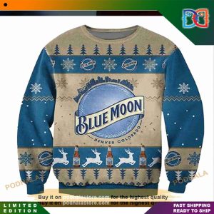 Blue Moon Beer Logo Denver Colorado City Funny Ugly Christmas Sweater