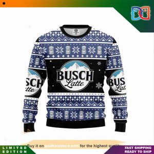 Busch Latte Beer Snow Pattern 3D Funny Ugly Christmas Sweater