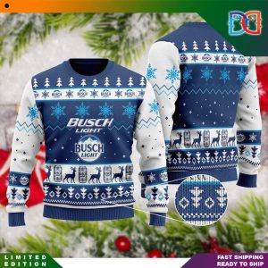 Busch Light Beer Pattern Blue White Ugly Christmas Sweater