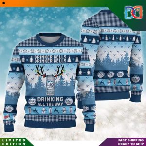 Busch Light Drinker Bells Drinker Bells Drinking All The Way Funny Ugly Christmas Sweater