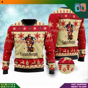 Captain Morgan Rum Logo Red Knitted Funny Ugly Christmas Sweater