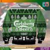 Carlsberg 1847 Print Green White Ugly Christmas Sweater