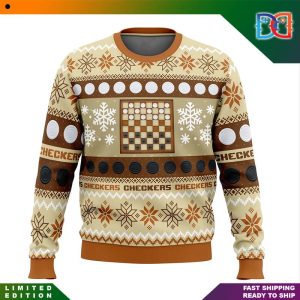 Checkers Board Games Table Ugly Christmas Sweater