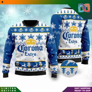 Corona Extra Logo Snow Pattern Knitted Ugly Christmas Sweater