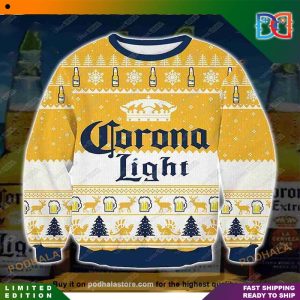 Corona Light Art Line Pattern Beer Color Ugly Christmas Sweater