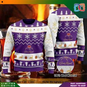 Crown Royal Whisky Logo Knitted Purple White Ugly Christmas Sweater