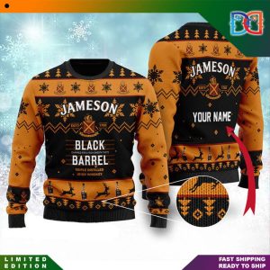 Custom Black Barrel Jameson Whiskey Triple Distilled Irish Whiske Funny Ugly Christmas Sweater