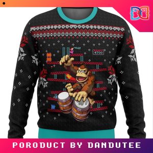 Donkey Kong Drums Game Ugly Christmas Sweater