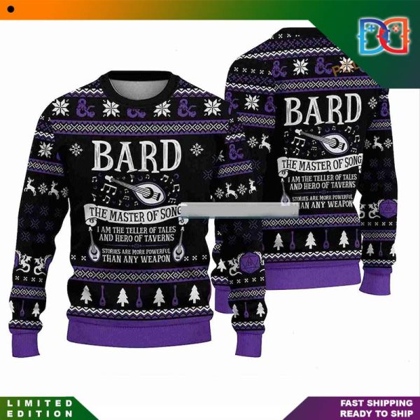 Dungeons And Dragons Classes Collection Bard The Master Of Song Purple Christmas Ugly Sweater