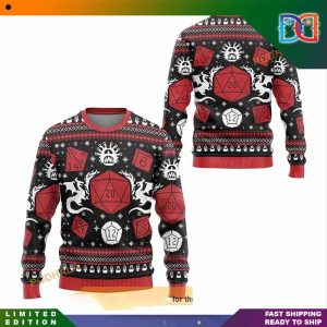 Dungeons And Dragons Have Yourself A Merry Little Crit-mas Pixel Pattern Ugly Christmas Sweater