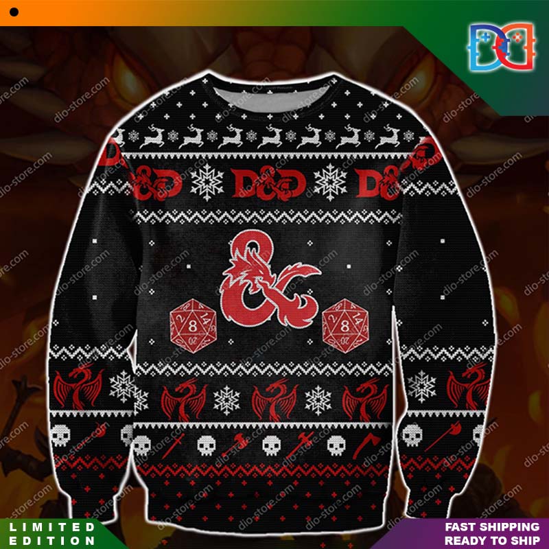 Dungeons And Dragons Logo Christmas Pattern Ugly Sweater