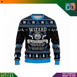 Dungeons & Dragons Classes Collection Wizard The Master Of Magic Blue Ugly Christmas Sweater