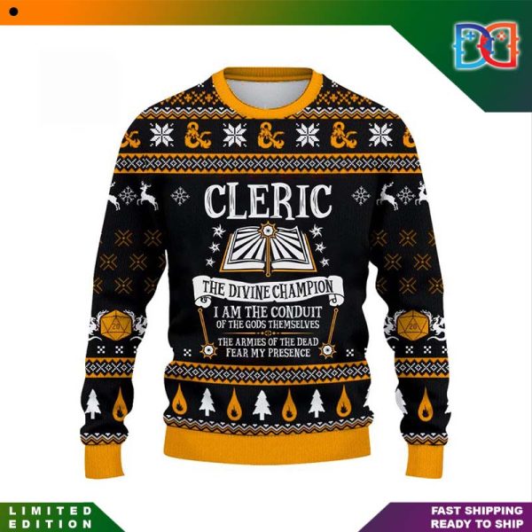 Dungeons & Dragons Cleric The Divine Champion Yellow Unisex Ugly Christmas Sweater
