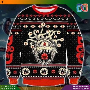 Dungeons & Dragons Monster Beholder Logo Eye Pattern Ugly Christmas Sweater