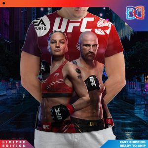 EA Sports UFC 5 Standard Edition Cover Athletes Alexander Volkanovski and Valentina Shevchenko Art Fan All Over Print Shirt