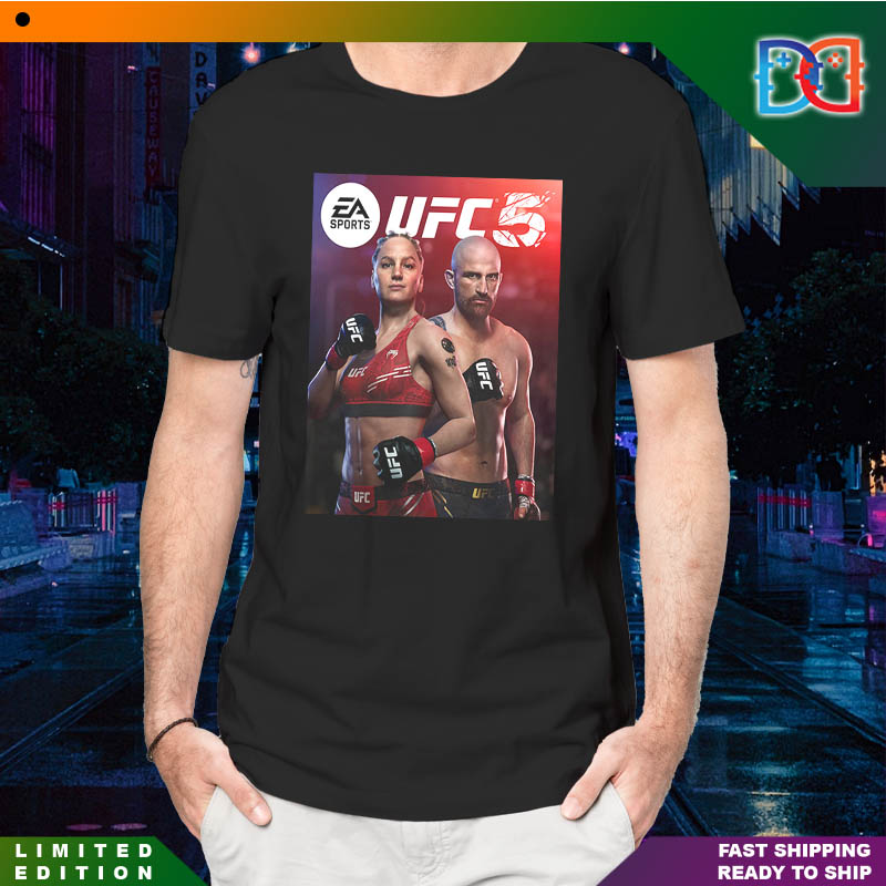 EA Sports UFC 5 Standard Edition Cover Athletes Alexander Volkanovski and Valentina Shevchenko Art Fan T-shirt