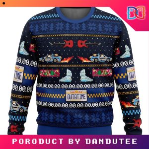 Get Back in Time For Christmas Back to the Future Game Ugly Christmas Sweater
