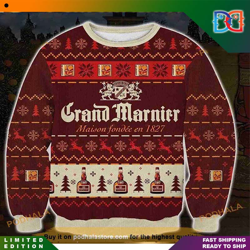 Grand Marnier 3D Maison Fondee En Print Funny Ugly Christmas Sweater