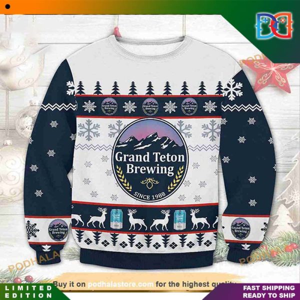 Grand Teton Brewing Beer Since 1988 Funny Ugly Christmas Sweater