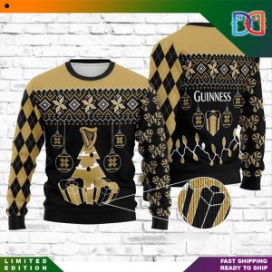 Guinness Beer Decor Xmas Pattern Knitted Ugly Christmas Sweater