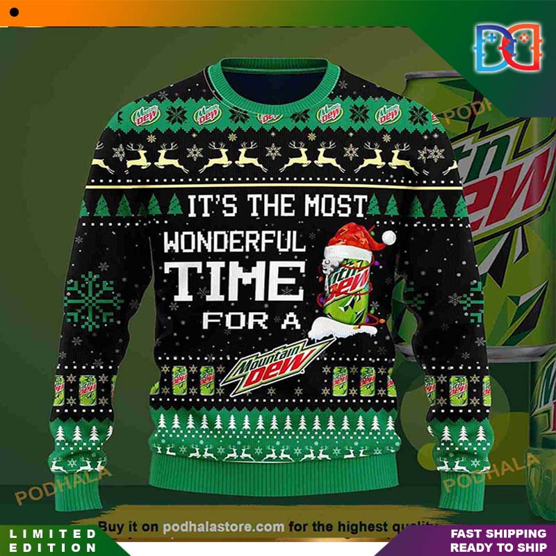 It's The Most Wonderful Time For A Mountain Dew Funny Ugly Christmas Sweater