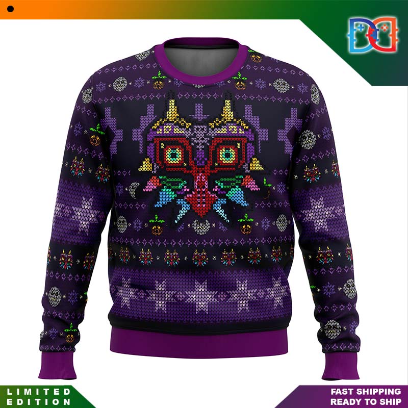 Majoras Mask Seamless Pattern Legend of Zelda Game Ugly Christmas Sweater