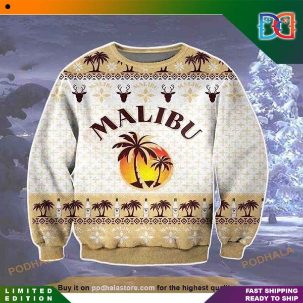 Malibu Sunset Logo Funny Ugly Christmas Sweater