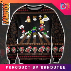 Mario Abbey Road Game Ugly Christmas Sweater