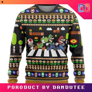 Mario And Friend Abbey Road Game Ugly Christmas Sweater