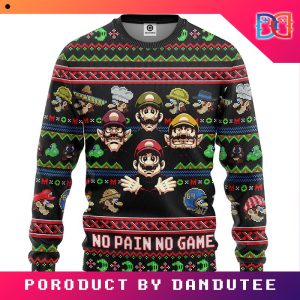 Mario No Pain No Game Game Ugly Christmas Sweater