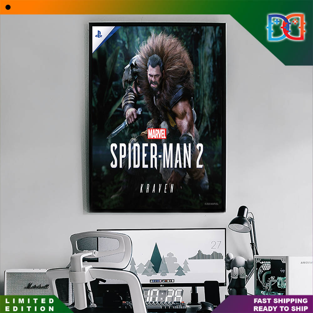 Marvel Spider-Man 2 New York Kraven's Hunting Ground PS5 Art Character Fan Poster Canvas