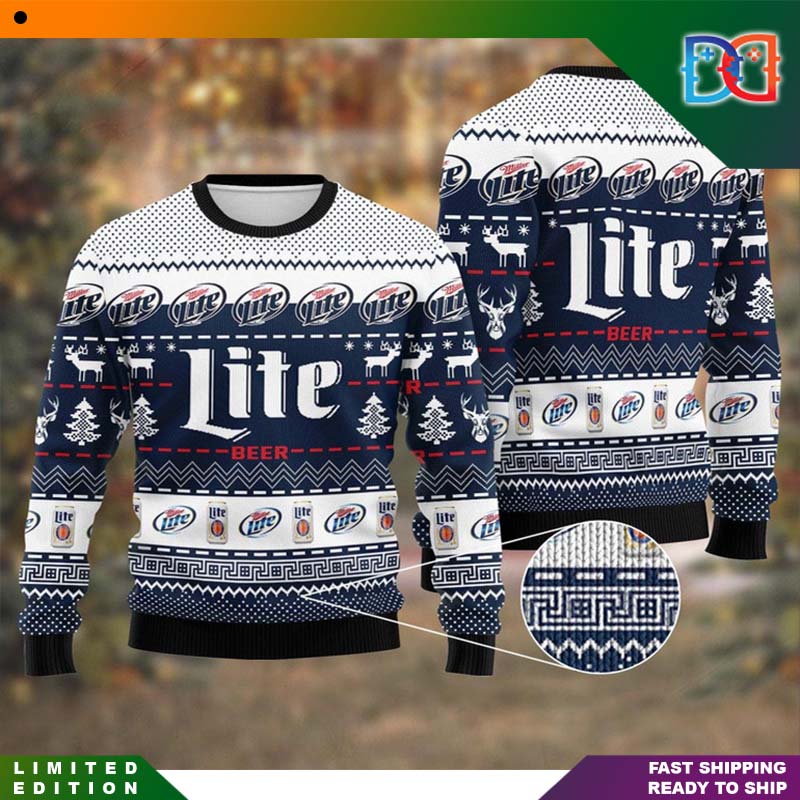 Miller Lite Royal Blue Funny Ugly Christmas Sweater