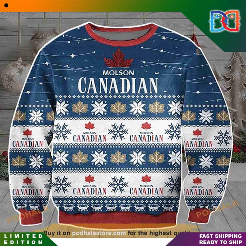 Molson Canadian Logo Pattern Funny Ugly Christmas Sweater