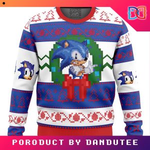 Nintendi Sonic Pixel Style Game Ugly Christmas Sweater