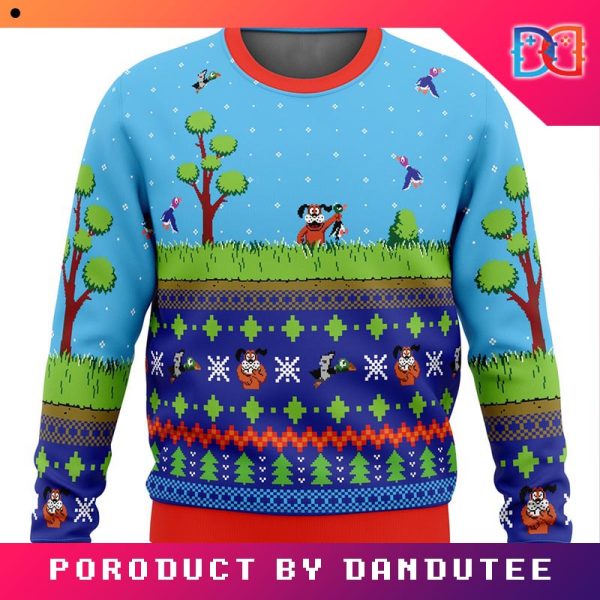 Nintendo Festive Duck Hunt Game Ugly Christmas Sweater