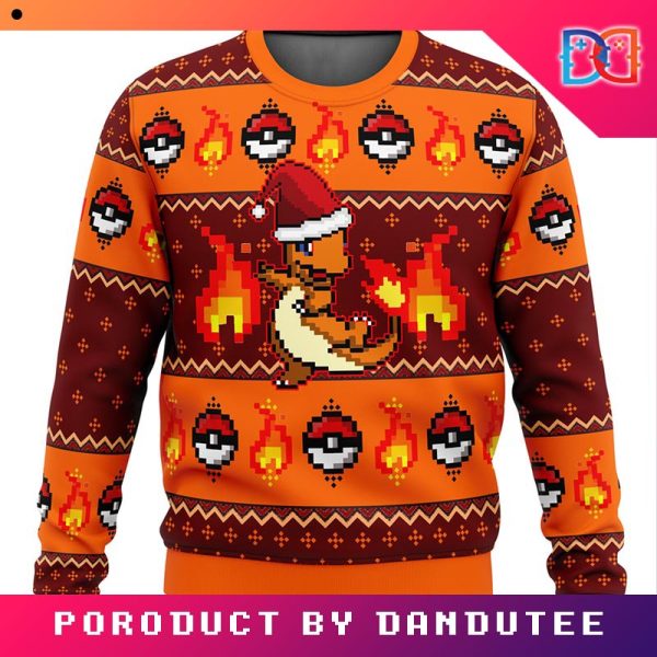 Nintendo Pokemon Legends Charmander Pixel Style Game Ugly Christmas Sweater