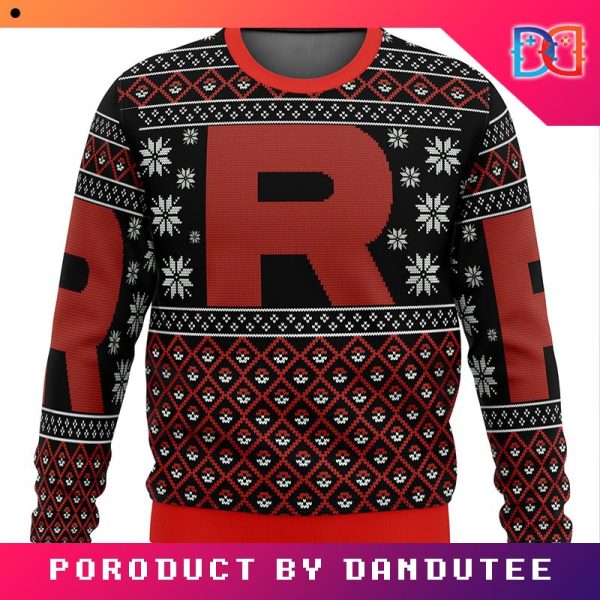 Nintendo Pokemon Team Rocket Red Black Game Ugly Christmas Sweater