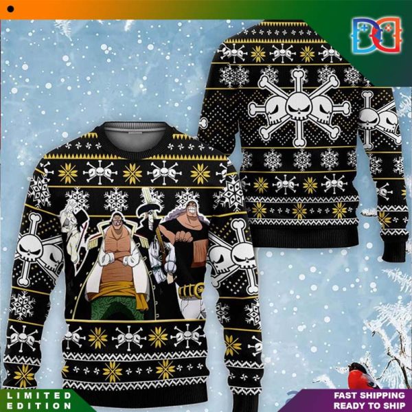 One Piece Blackbeard Pirates Team Logo Custom Anime Black Ugly Christmas Sweater