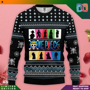 One Piece Character Art Line Colorful Anime Lover Ugly Christmas Sweater