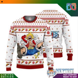 One Piece Luffy Gear 5 Straw Hat Pattern Ugly Christmas Sweater